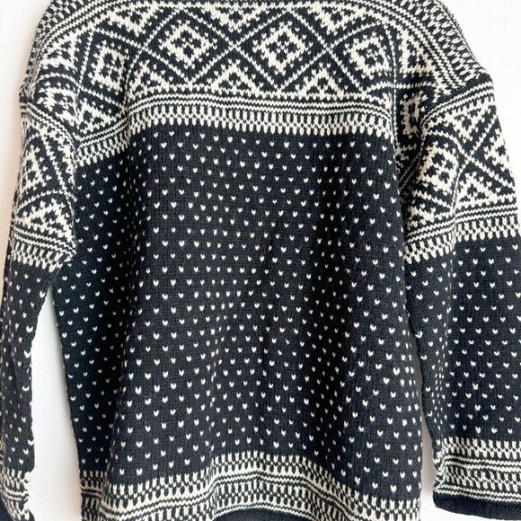 Vintage wool Nordic Black White Cardigan M - Picture 5 of 5